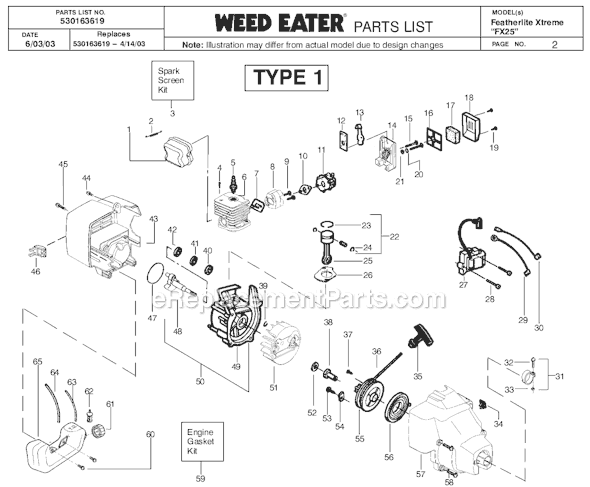 Weedeater featherlite parts manual